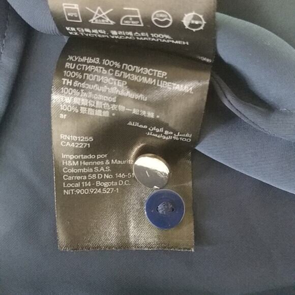 H&M Button Front Shirt Blue Size 4 - Picture 7 of 7